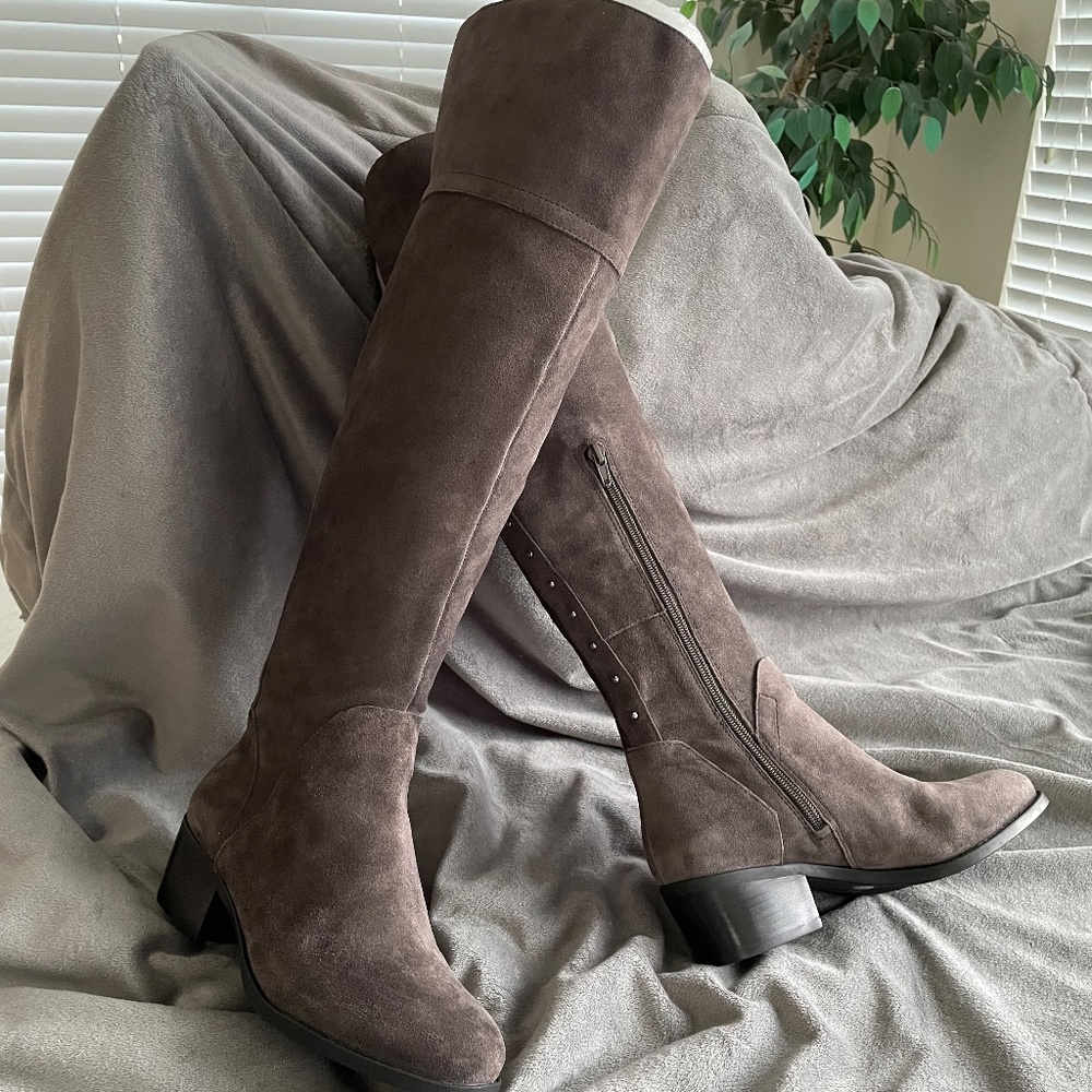 NIB Vince Camuto BRIELLA Over the Knee Boots CHARCOAL GREY VERONA OTK 6.5W
